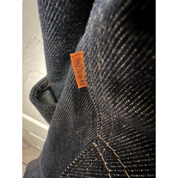 vintage flared levis orange tab dark wash womens overalls - Picture 6 of 14